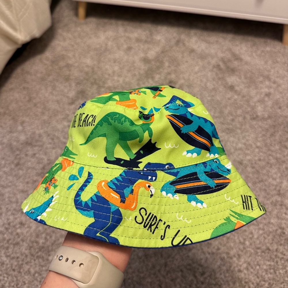Kids Dinosaur/Shark Print Reversible Bucket Hat